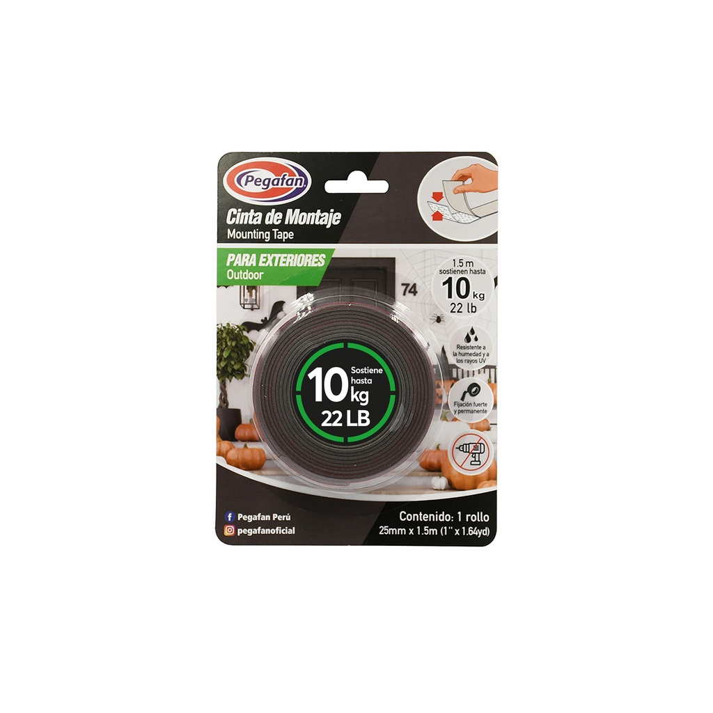[0010102001483] CINTA MONTAJE EXT 25MM X 1.5M PEGAFAN