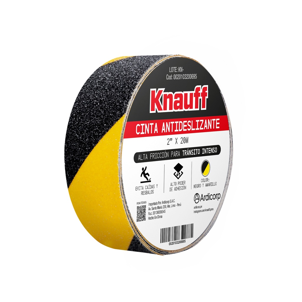 [0020103200695] CINTA ANTIDESLIZANTE NEGRO/AMARILLO 2" X 20 KNAUFF