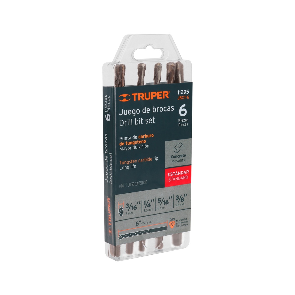 [0100202110926] JGO BROCAS CONCRETO 6PZ EST/PLASTICO 11295 TRUPER