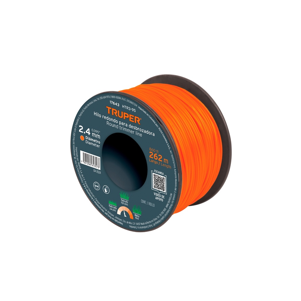 [0100901110957] HILO REDONDO 2.4MM X262M CARRETE 17643 TRUPER