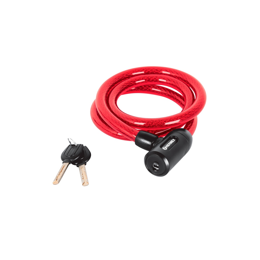 [0100902200183] CANDADO P/BICICLETA C/LLAVE 1.2M-15MM 43920 HERMEX