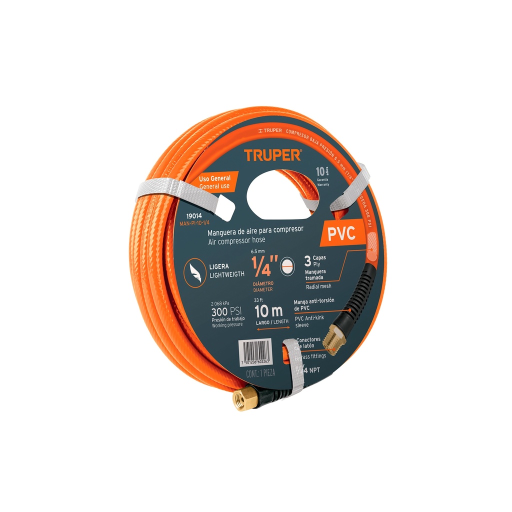 [0101001010928] MANGUERA ARMADA 1/4" P/PINTOR 10 MTS. 19014 TRUPER