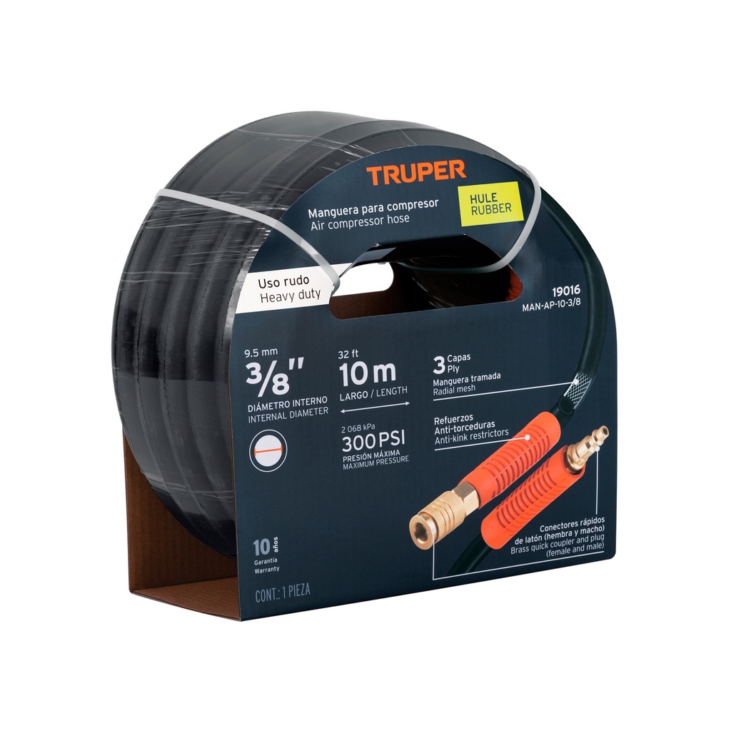 [0101001200527] MANGUERA ARMADA 3/8" P/AIRE 10M 19016 TRUPER