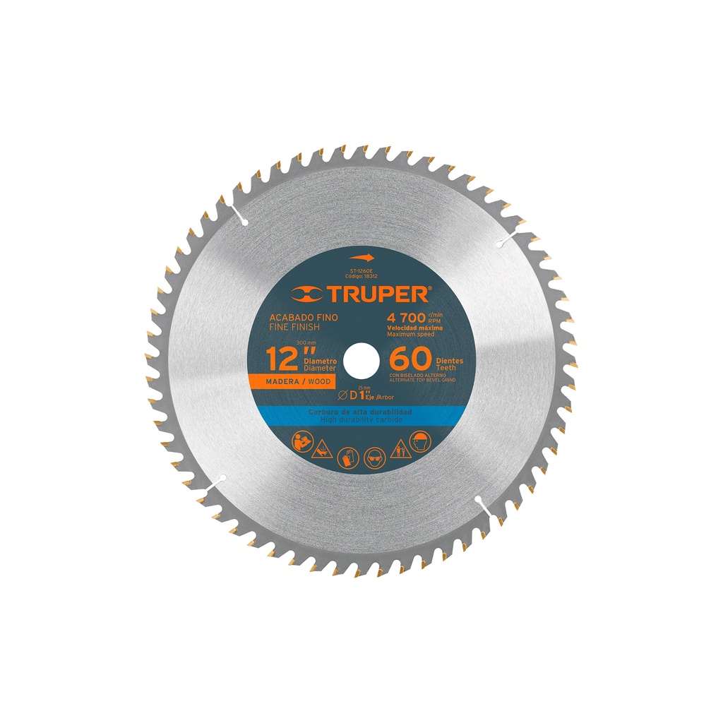[0101002010310] DIS SIERRA CIRC 12" X 1" 60 P/MAD 18312 TRUPER