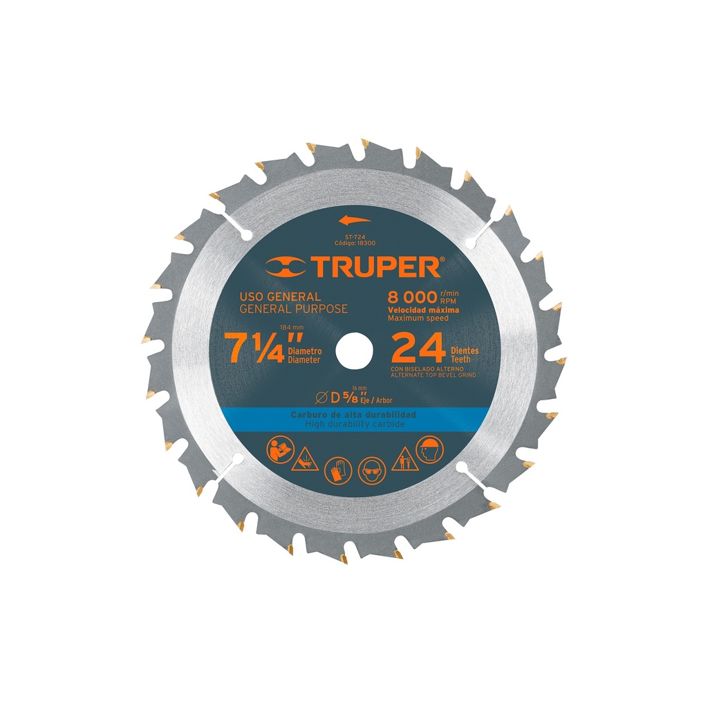 [0101002010591] DIS SIERRA CIRC 7 1/4" X 5/8" 24 P/MA 18300 TRUPER