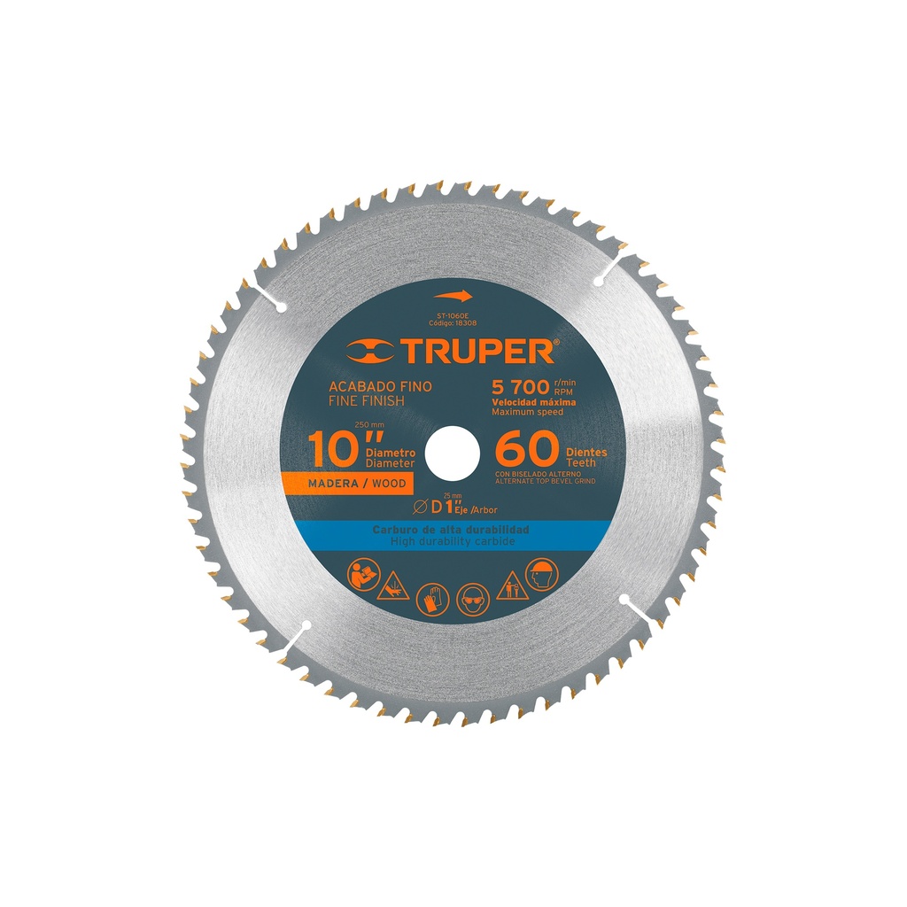 [0101002010599] DISCO SIERRA CIRC 10" X 1" 60 P/MAD 18308 TRUPER