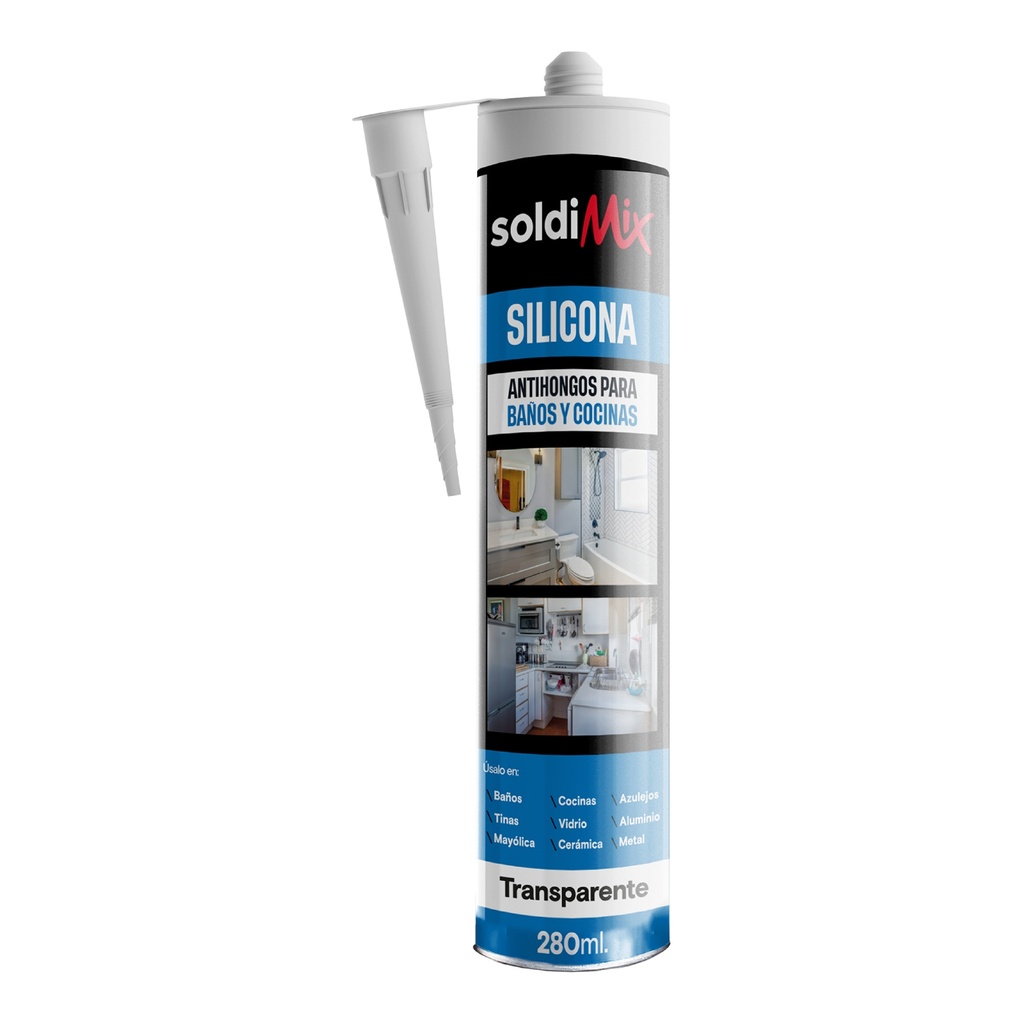 SILICONA BAÑOS Y COCINA C/TRANSP 280ML SOLDIMIX
