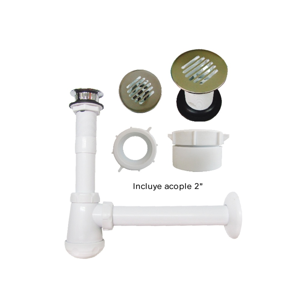 [1260201126149] TRAMPA BOTELLA Y DESAGUE PLAS P/LAV 1 1/4" C&A