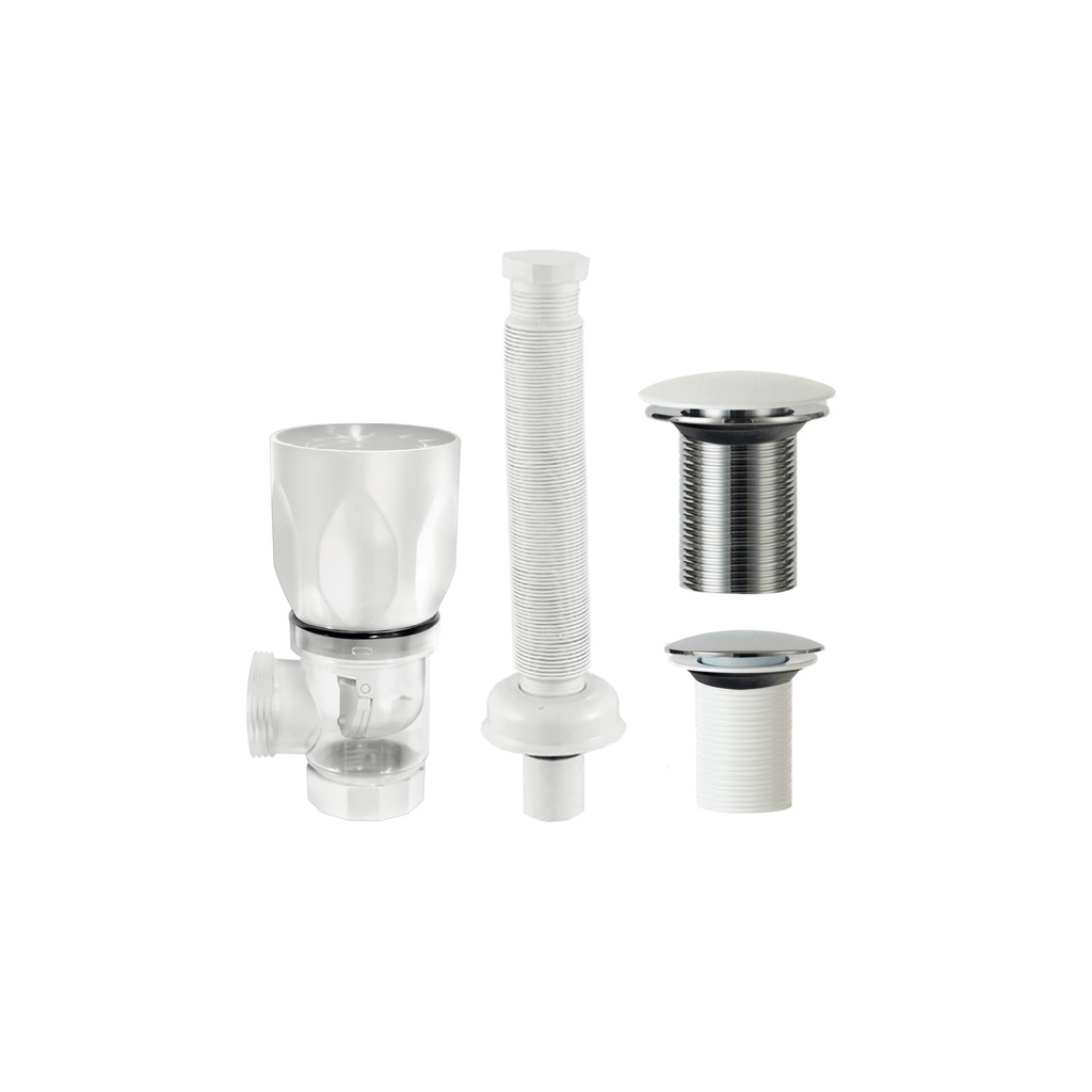 [1260201126252] TRAMPA FLEX. C/BOTELLA Y DES INOX P/LAV 1 1/4" C&A
