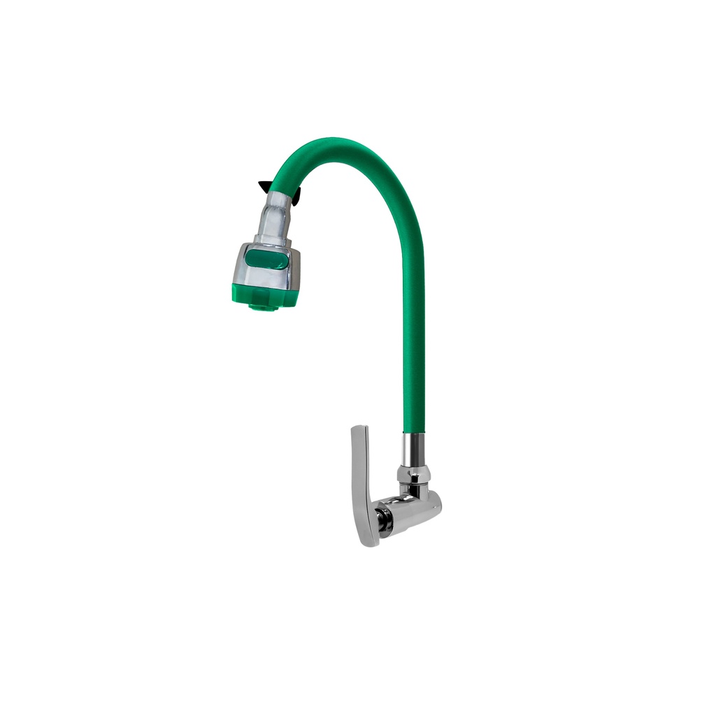 [1260204200537] LLAVE DE LAVADERO PARED P/GANSO FLEXIBLE Z VERDE C&A