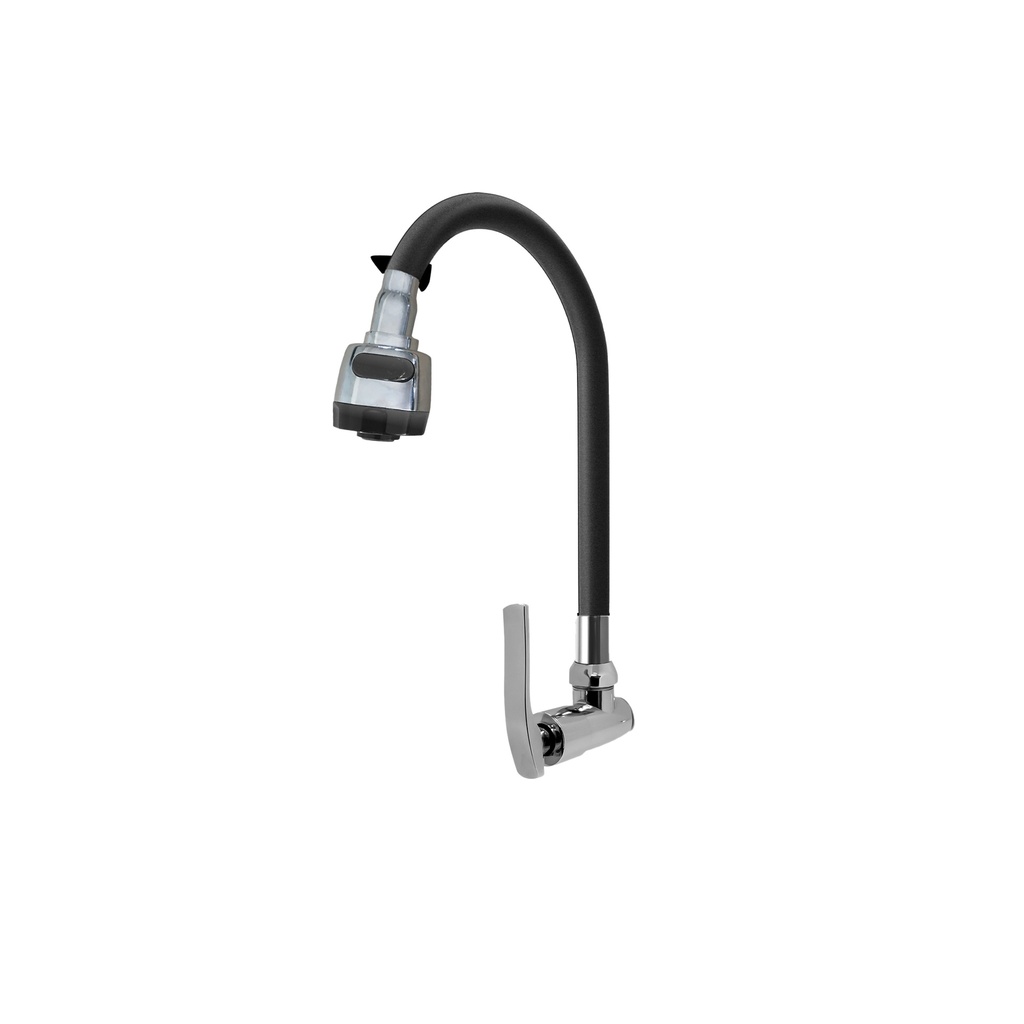 [1260204200541] LLAVE DE LAVADERO PARED P/GANSO FLEXIBLE Z NEGRO C&A