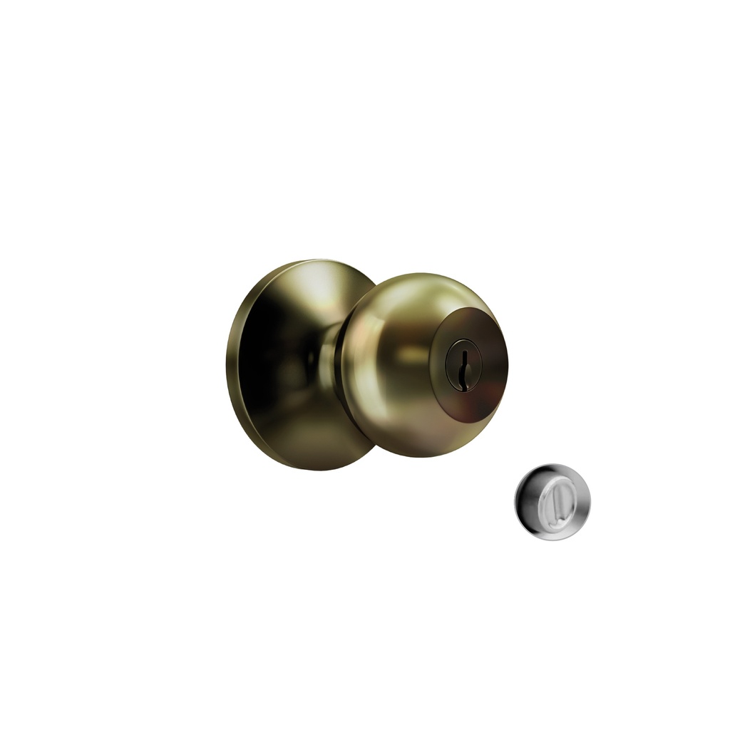 [1400102140583] CERRADURA T/BOLA C/BOTON BRONCE ANT P/DORM C/LLAVE C&A