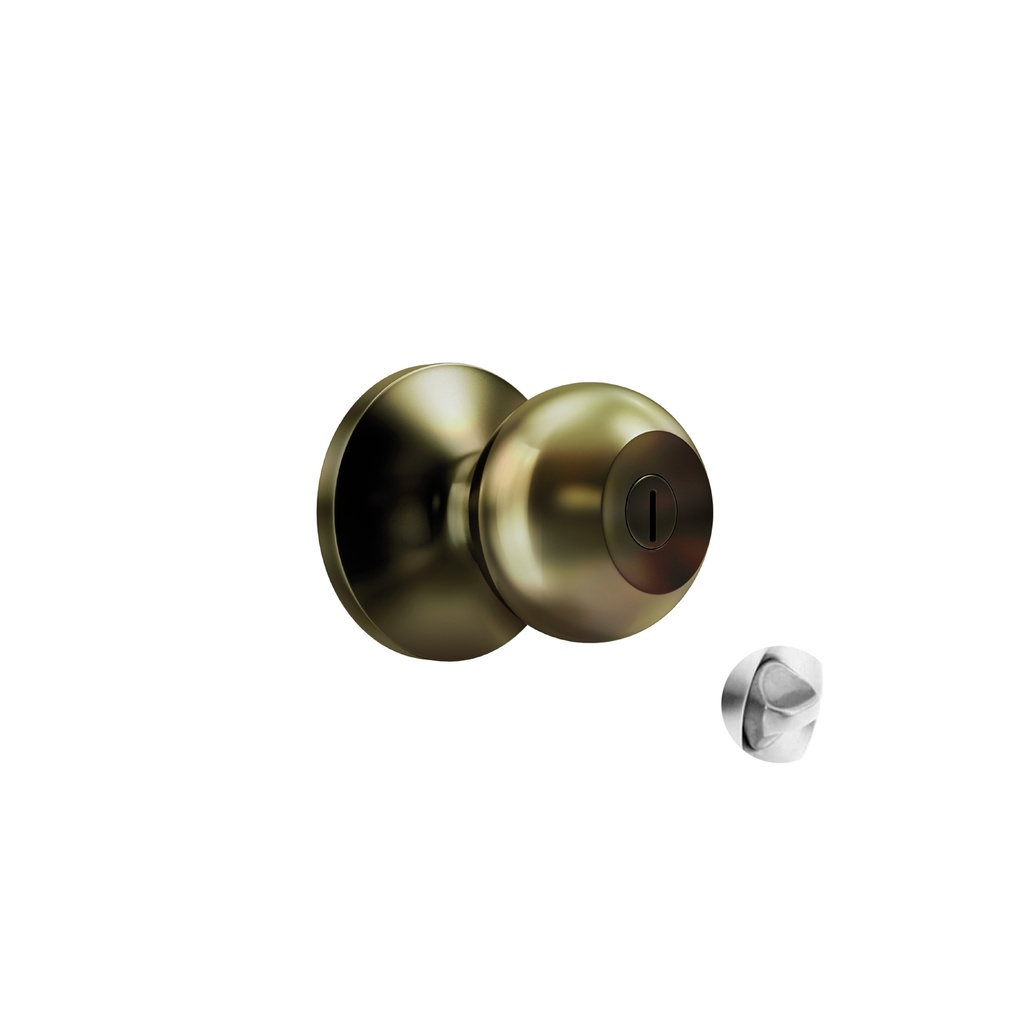 [1400102140599] CERRADURA T/BOLA C/PERILLA BRONCE ANT P/BAÑO S/LLAVE C&A