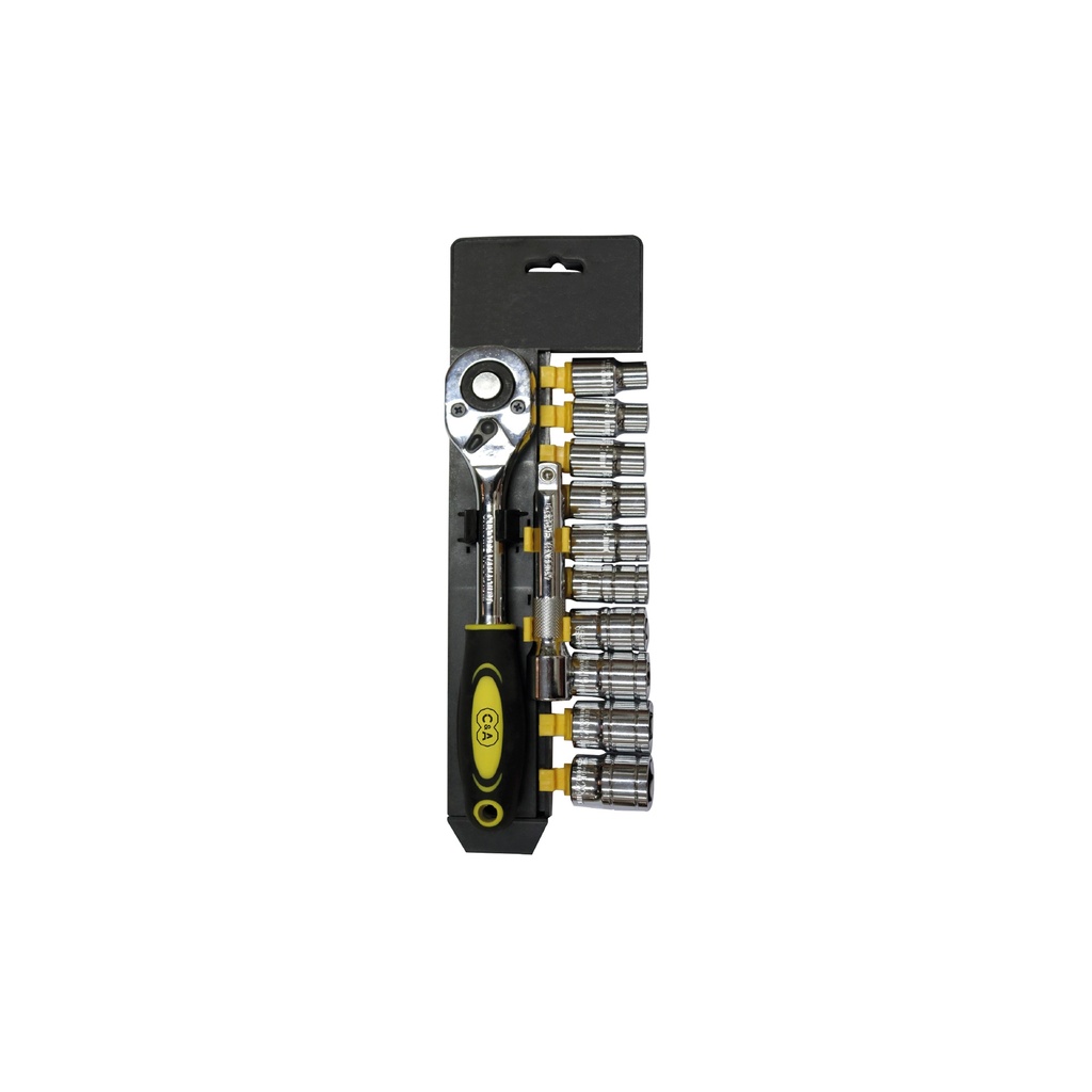 [1400105140503] JUEGO RATCHET 1/2" + EXTENSION + 10 DADOS MM C&A