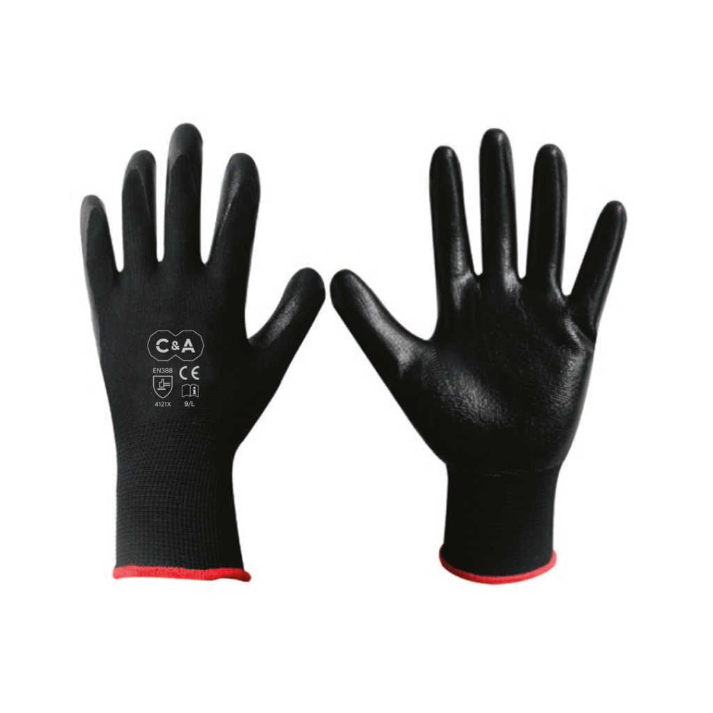 GUANTE NYLON C/RECUB NITRILO (C/NEGRO)C&A