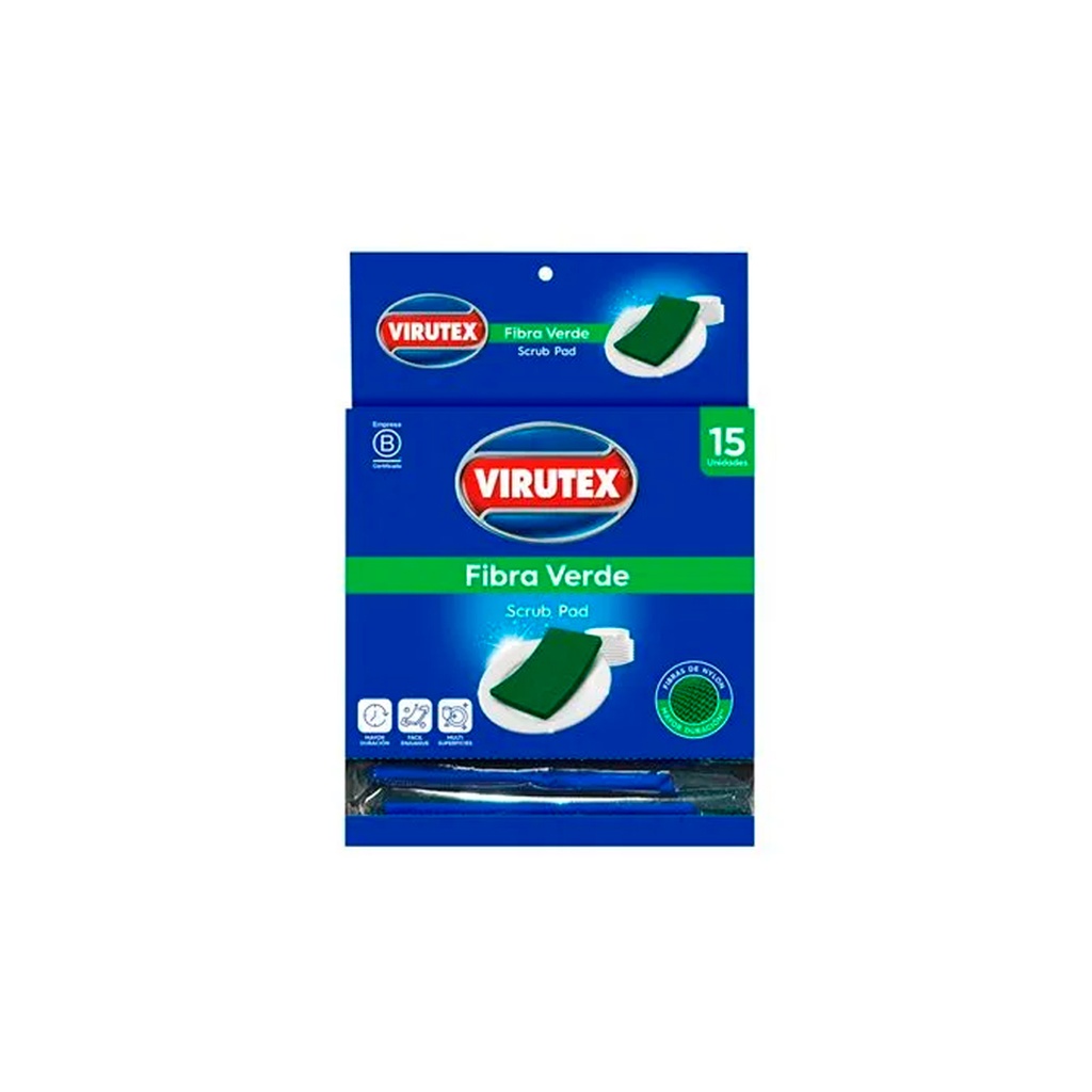 [1510101200991] ESPONJA FIBRA VERDE (15) VIRUTEX