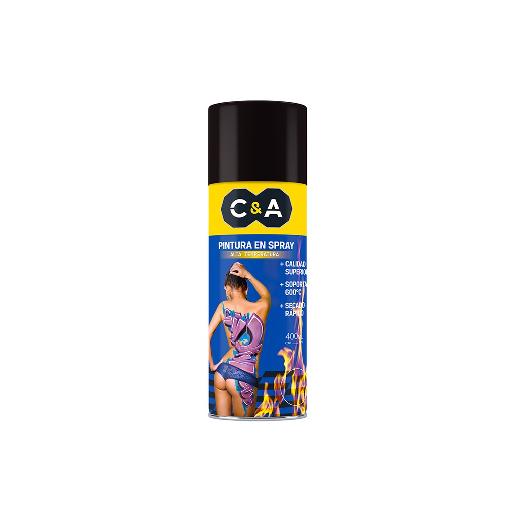 PINTURA SPRAY ALTA TEMPERATURA NEGRO MATE #1600 400ML C&A
