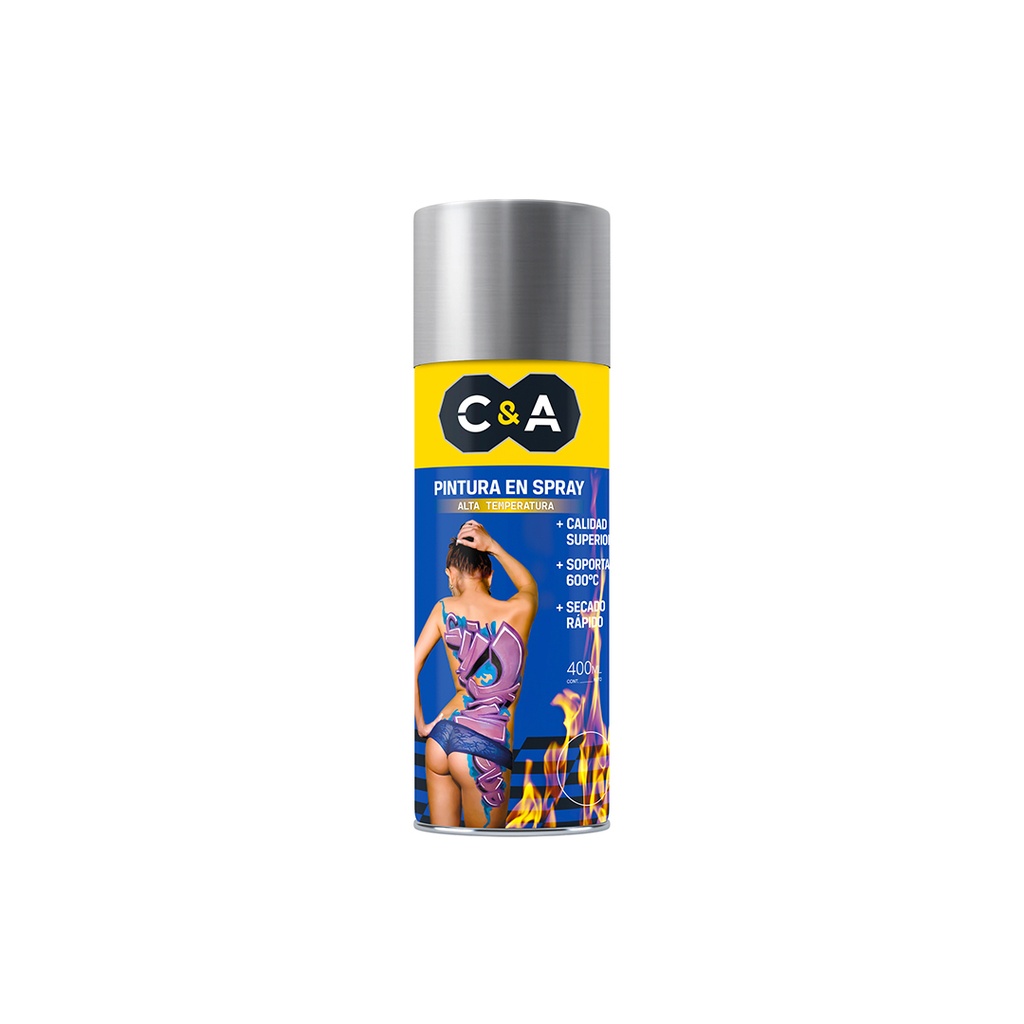 PINTURA SPRAY ALTA TEMPERATURA SILVER #1601 400ML C&A