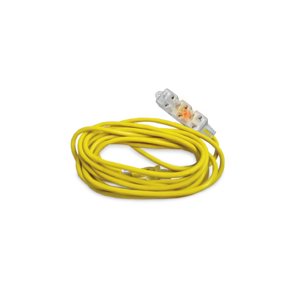 EXTENSION AMARILLA C/3 TOMAS C/FOCO D/NEON 10M 16AWG HOME LIGHT