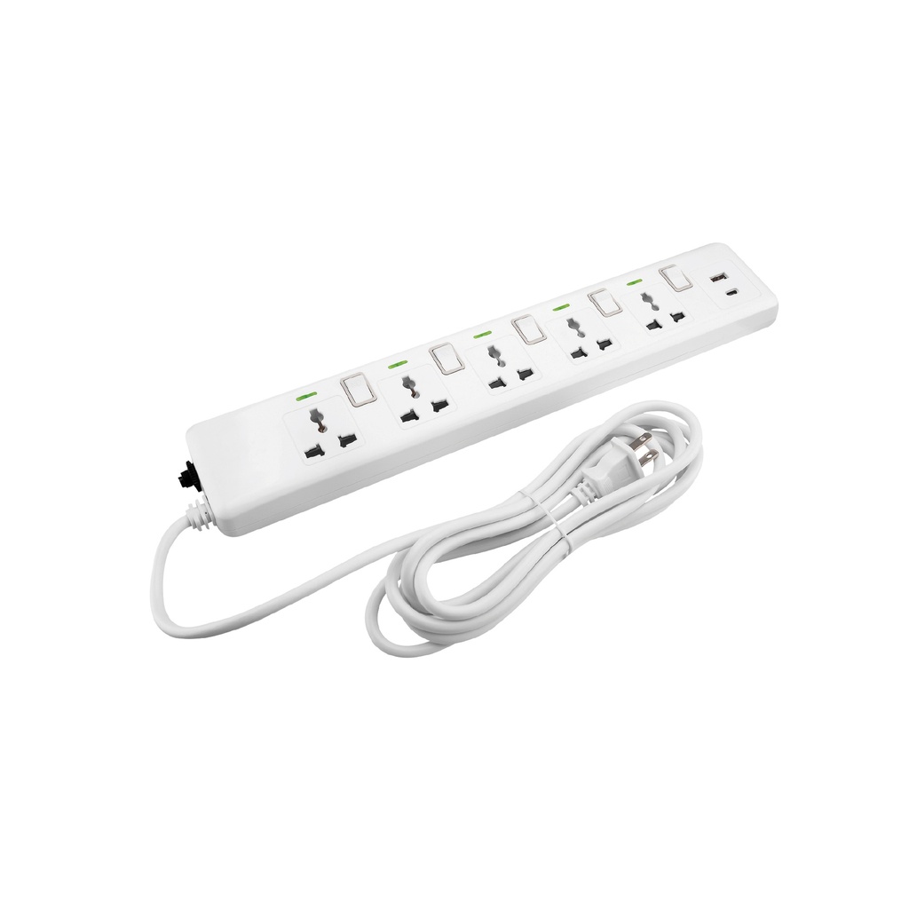 [1660102200376] SUPRESOR DE PICOS 5 TOMAS IND C/USB Y USB-C BLANCO 5M 16AWG ELEGANT HOME LIGHT