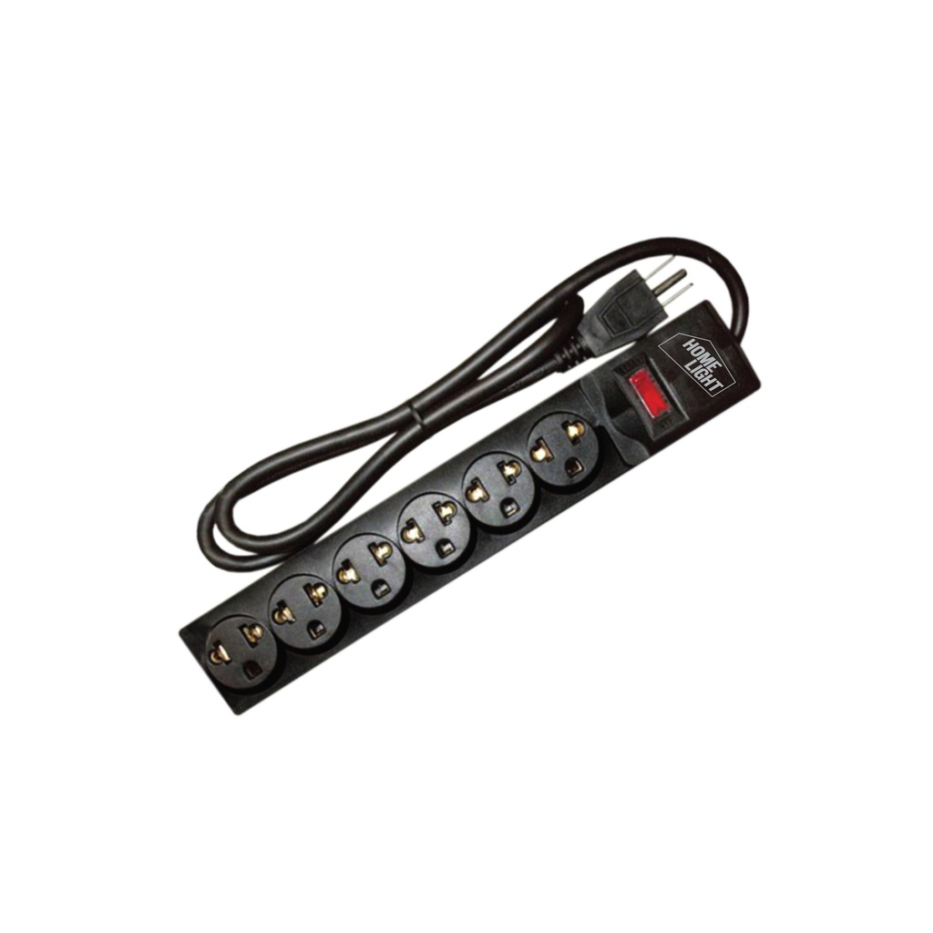 [1660102200962] SUPRESOR DE PICO C/6 TOMAS C/NEGRO 5M 16AWG HOME LIGHT