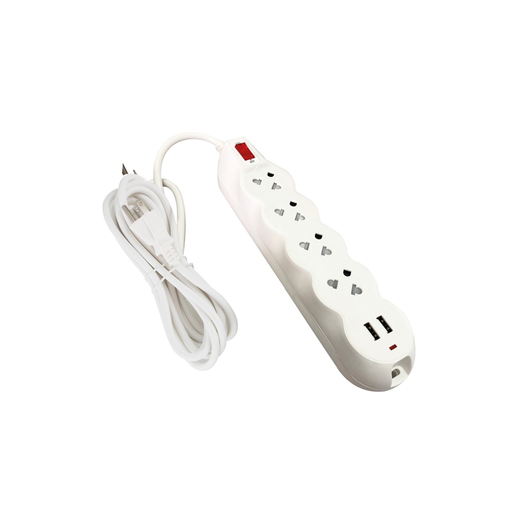 [1660102200965] SUPRESOR DE PICOS 4 TOMAS C/2USB BLANCO 5M 16AWG DELUXE HOME LIGHT