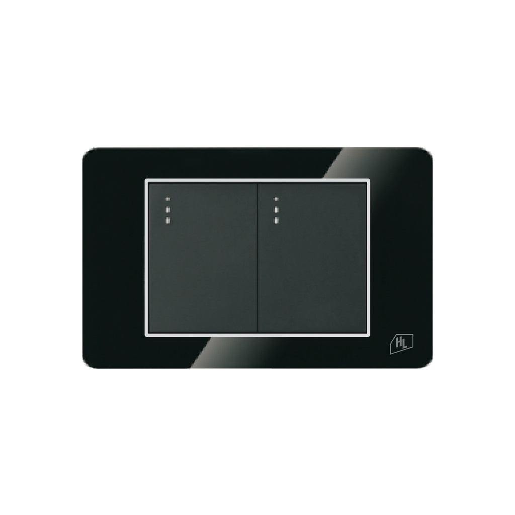 [1660104200705] INTERRUPTOR DOBLE P/EMP NEGRO ACRILICO ELEGANT HOME LIGHT