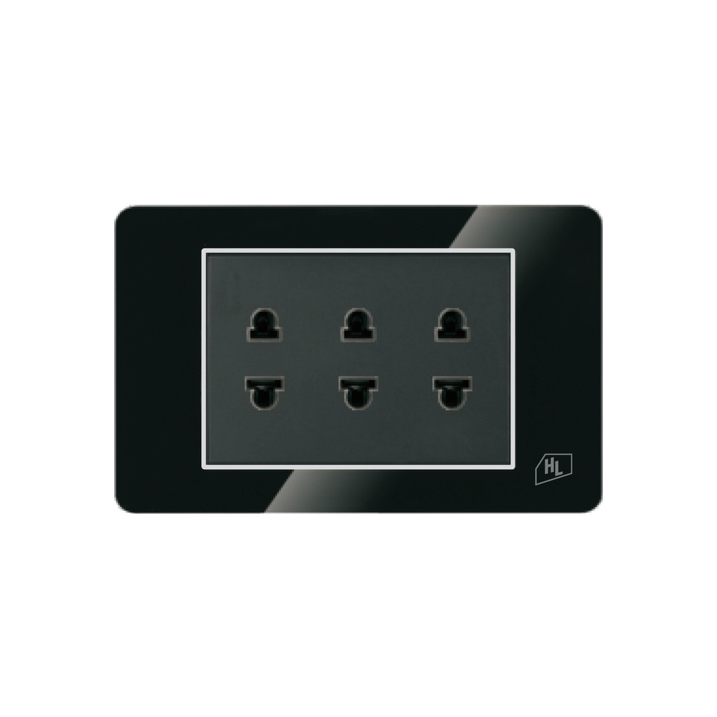 [1660104200712] TOMACORRIENTE TRIPLE P/EMP NEGRO ACRILICO ELEGANT HOME LIGHT