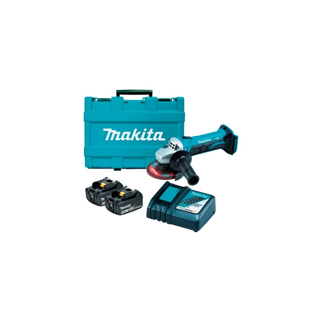 ESMERIL ANGULAR 4 1/2" 18V DGA452RFE + 2 BAT 3AH + CARG - MAKITA LXT