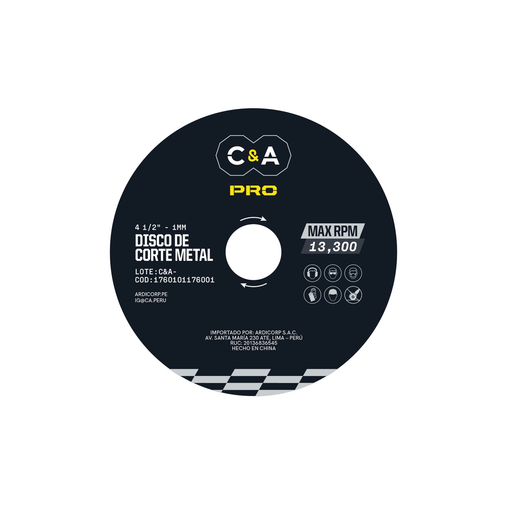 [1760101176001] DISCO DE CORTE METAL 4 1/2" X 1 MM (25) C&A PRO
