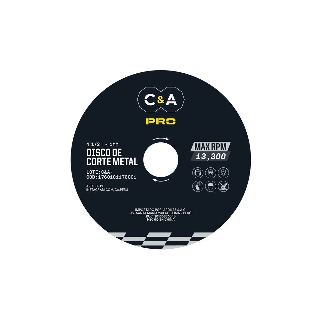 [1760101176002] DISCO DE CORTE METAL 7" X 1.6 MM (10) C&A PRO