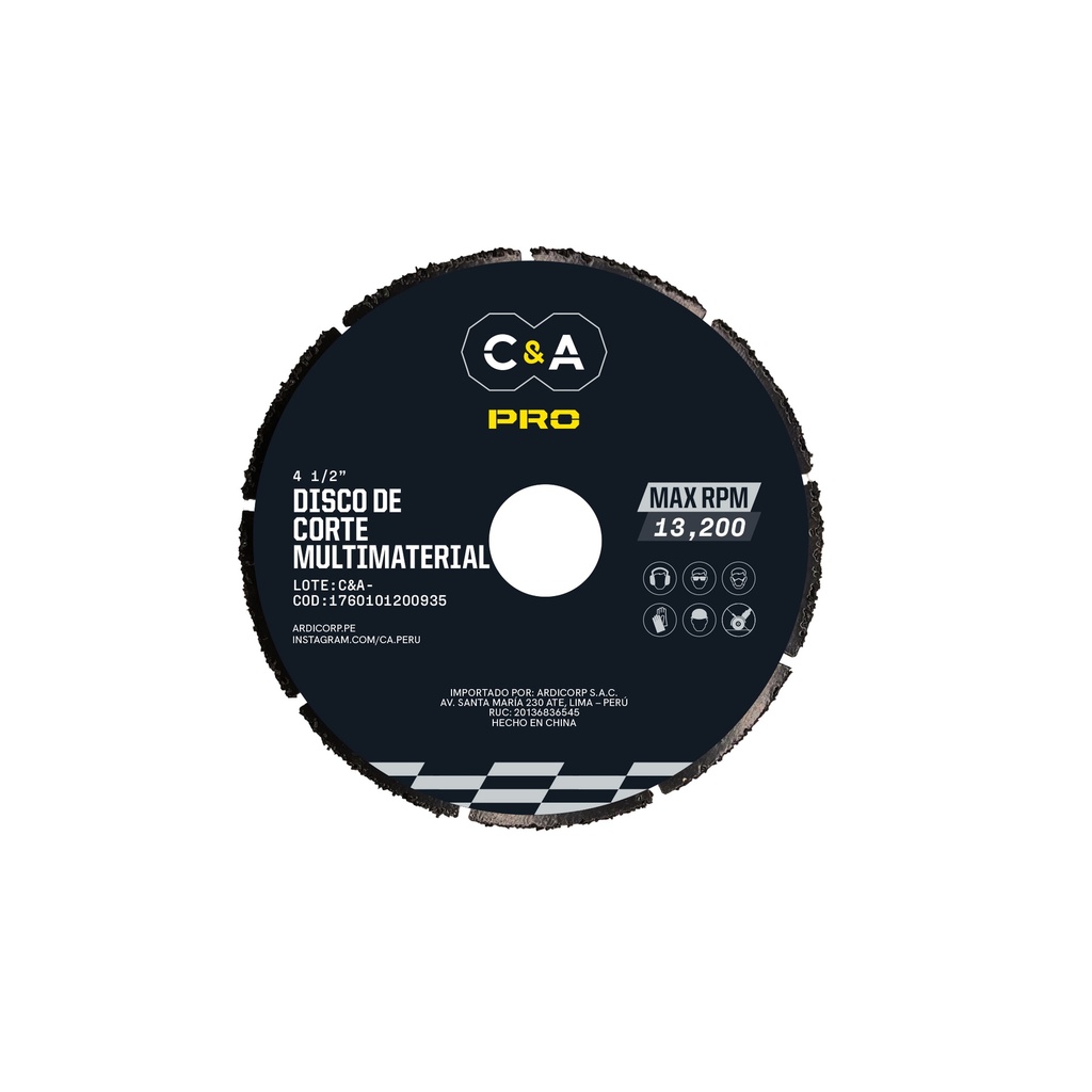 DISCO DE CORTE MULTIMATERIAL 4 1/2" C&A PRO