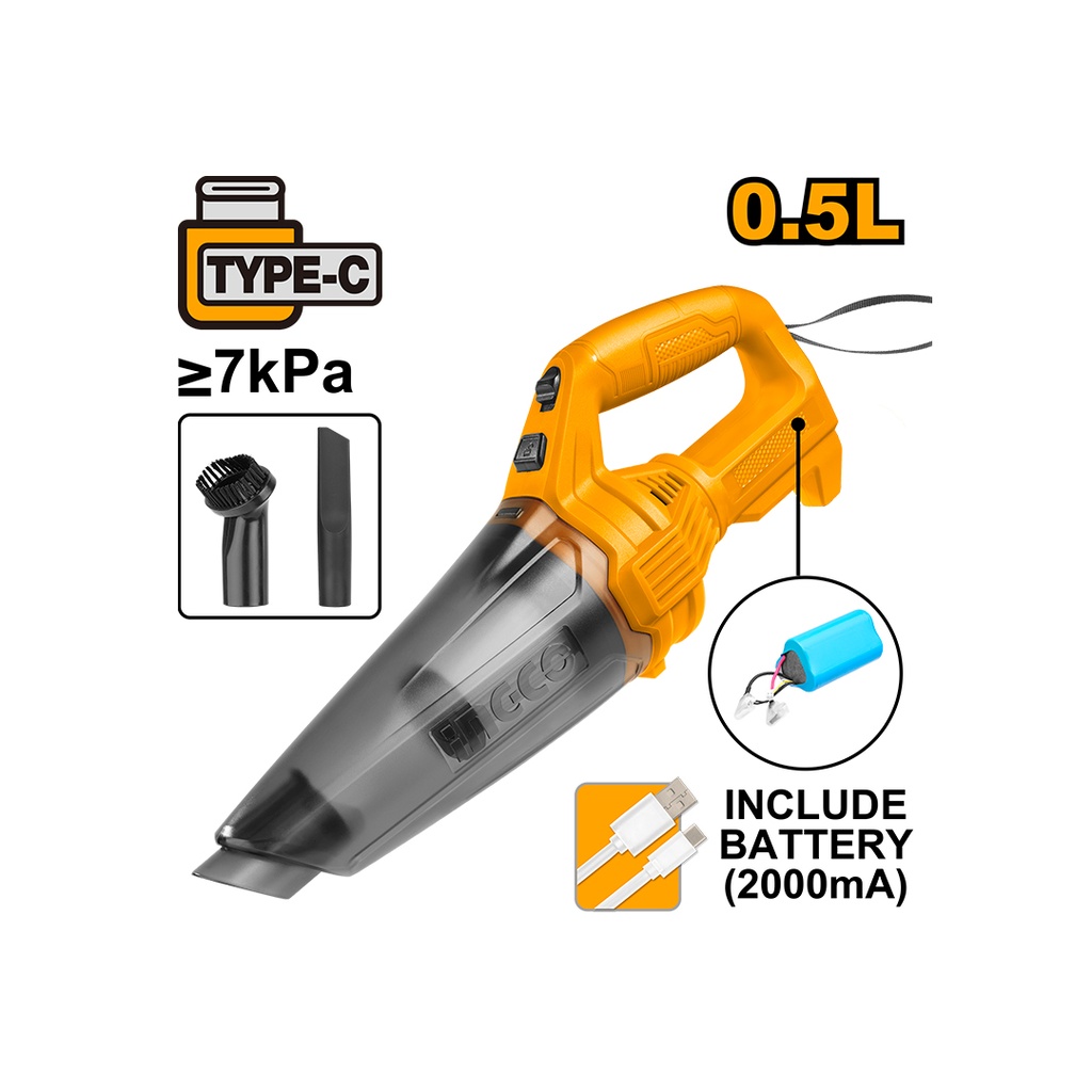 [1830103200447] ASPIRADORA PARA AUTO A BATERIA 12V C/ACCESORIOS CVLI2026 INGCO
