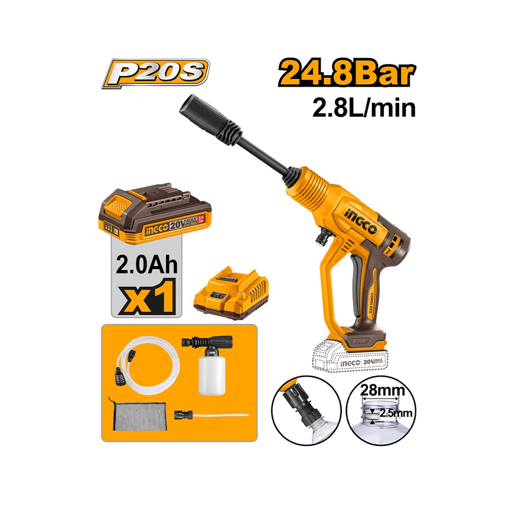 [1830103200847] HIDROLAVADORA INALAM. 20V C/ACCESORIOS CPWLI20362 INGCO
